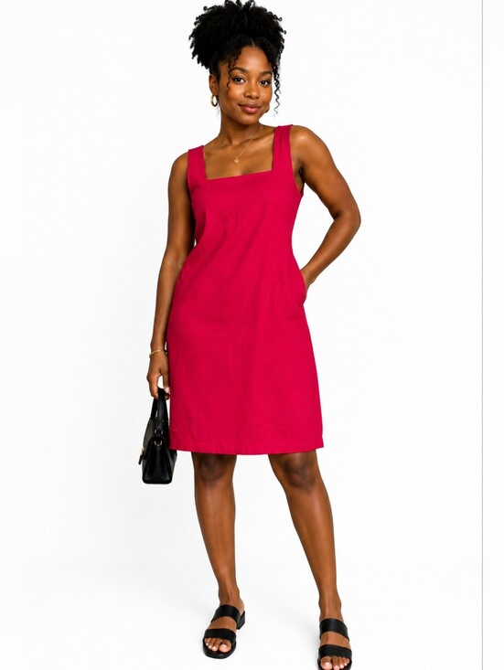 karin stevens Dresses & Skirts - KARIN STEVENS Red Shift Midi Shift Dress